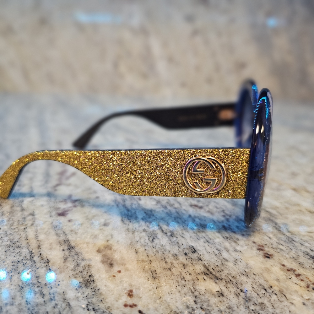 Gucci Glitter Sunglasses Blue Red Gold | Authentic Made in Italy - Picture 2 of 16